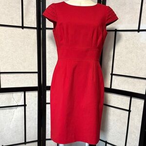 ANTONIO MELANI Red Cap-Sleeve Midi Sheath Dress